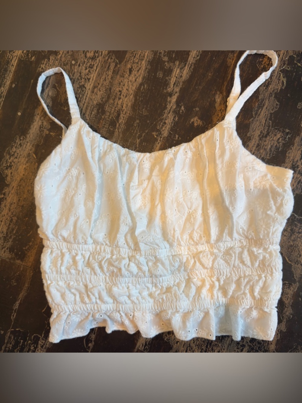 art class White Eyelet Smocked Tank Top